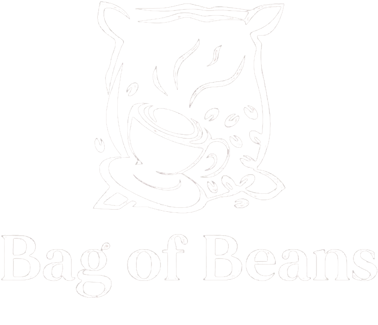 Bag of Beans Logo White Transparent Background